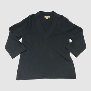 Just Cashmere by Forte Women’s XL 100% Cashmere Knit Sweater V Neck 3/4 Sleeves